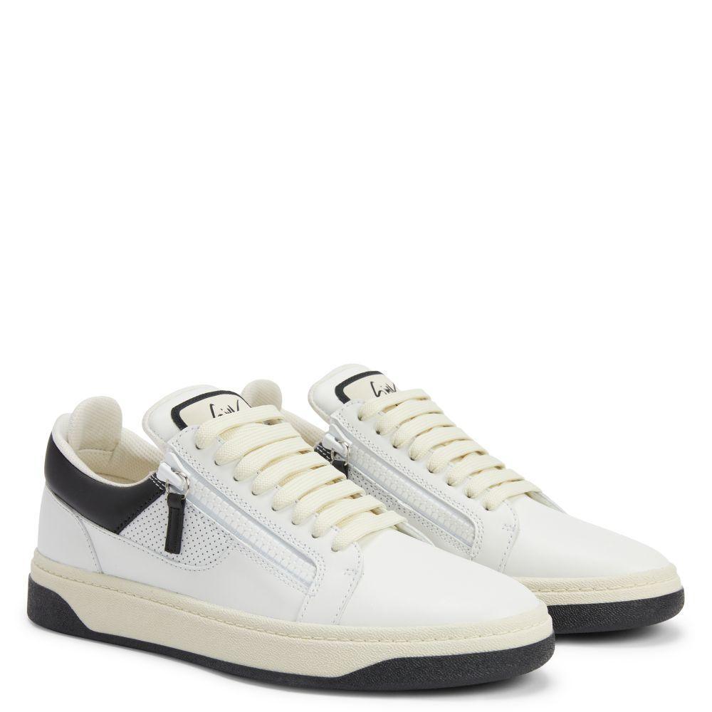 Giuseppe Zanotti GZ94 Men's Luxury Low-Top Sneakers with Perforated Leather and Side Zips Banlieue91