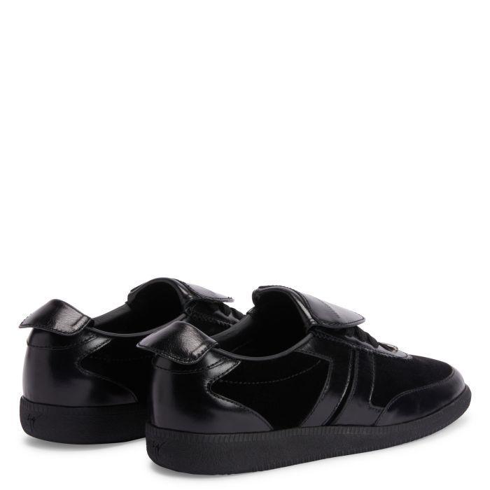 Giuseppe Zanotti League Men's Low-Top Sneakers in Leather & Velvet with Rubber Sole Banlieue91