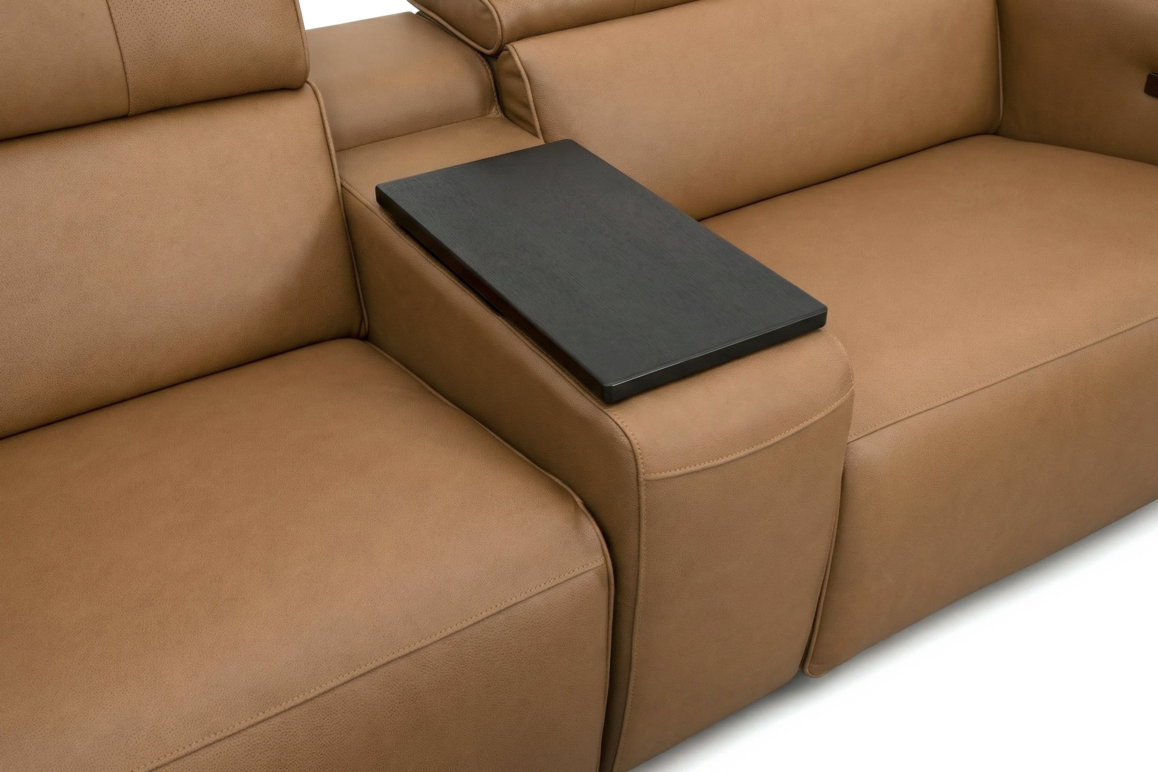 Rally Pro Caramel 6-Piece Power Reclining Sectional with Console and Immersive Sound System Ornate Furniture