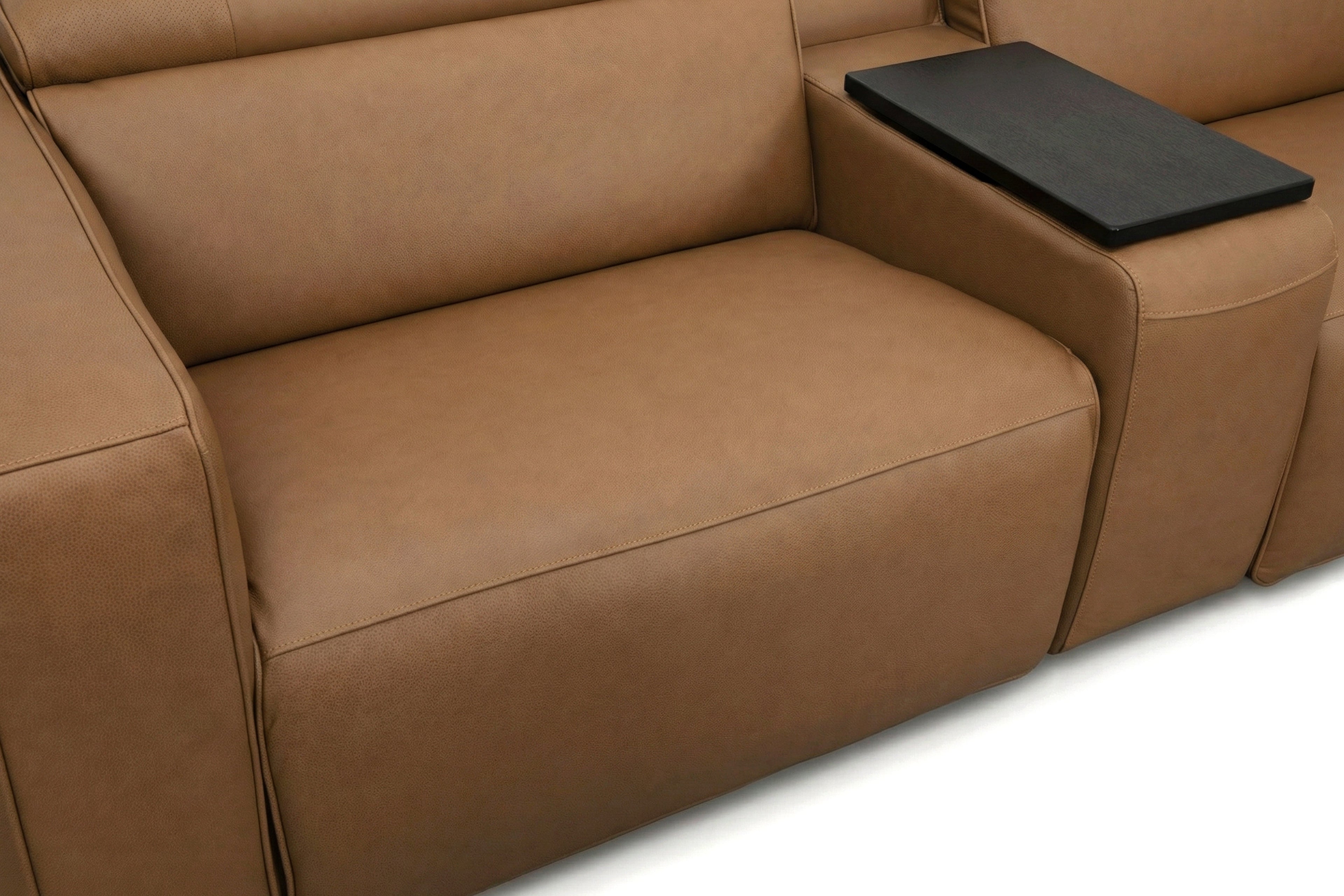 Rally Pro Caramel 6-Piece Power Reclining Sectional with Console and Immersive Sound System Ornate Furniture