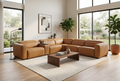 Rally Pro Caramel 6-Piece Power Reclining Sectional with Console and Immersive Sound System Ornate Furniture