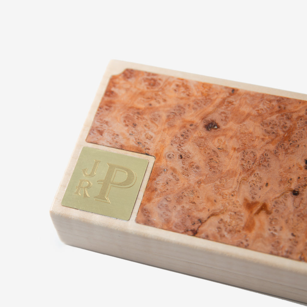 Cigar Travel Case - Redwood Burl Inlay - Personalized Brass Engraving - Spanish Cedar Lining Red Ridge Woodworking