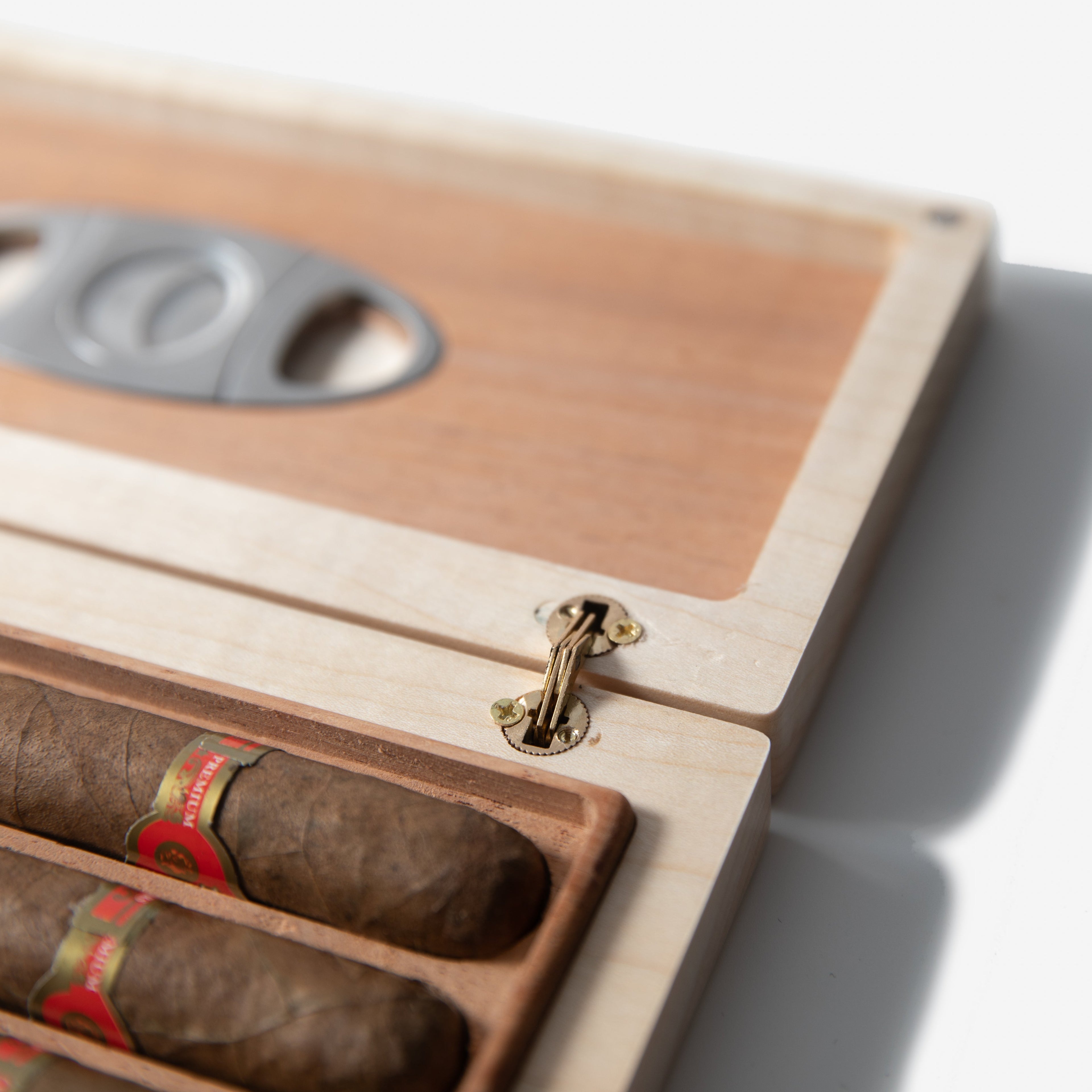Cigar Travel Case - Redwood Burl Inlay - Personalized Brass Engraving - Spanish Cedar Lining Red Ridge Woodworking