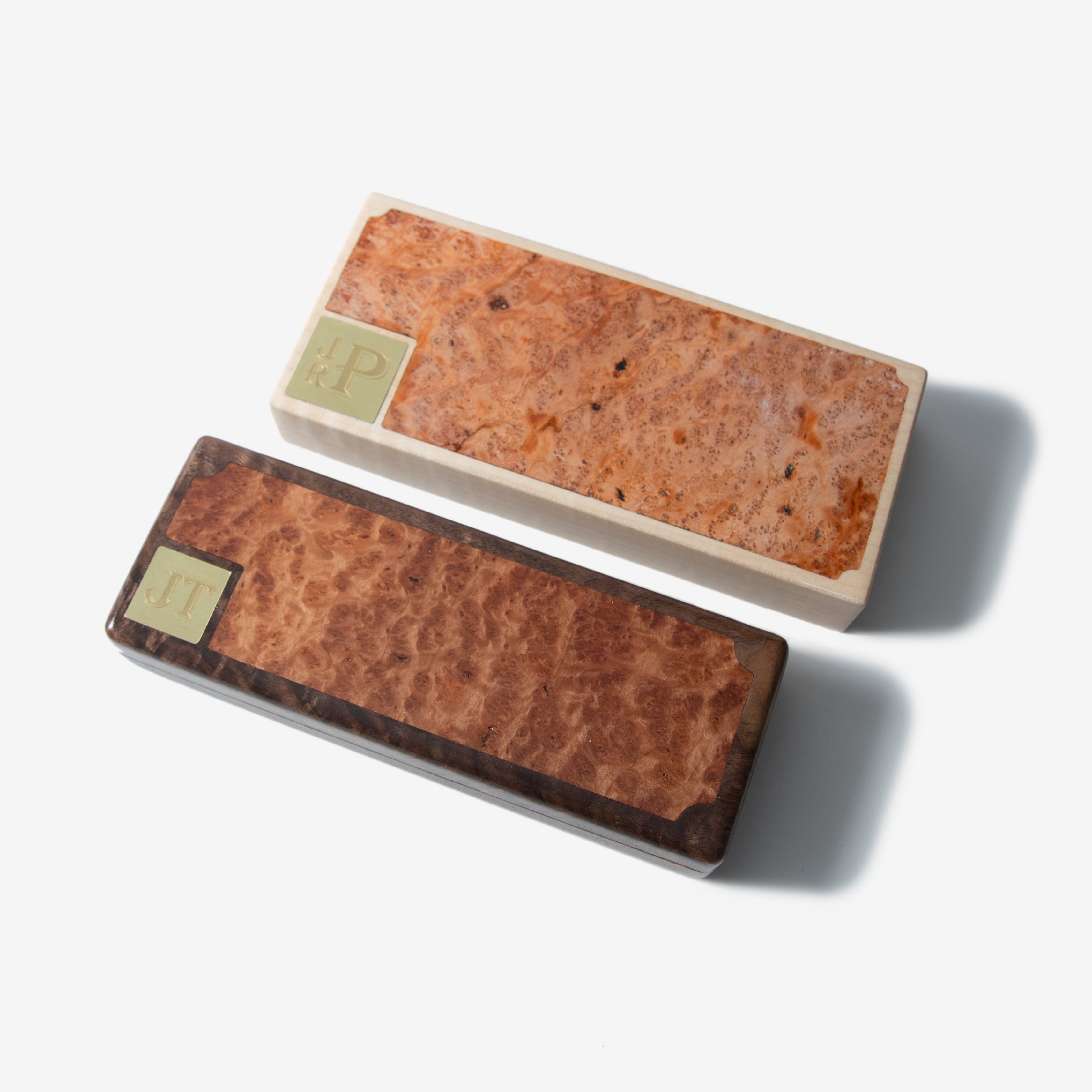 Cigar Travel Case - Redwood Burl Inlay - Personalized Brass Engraving - Spanish Cedar Lining Red Ridge Woodworking