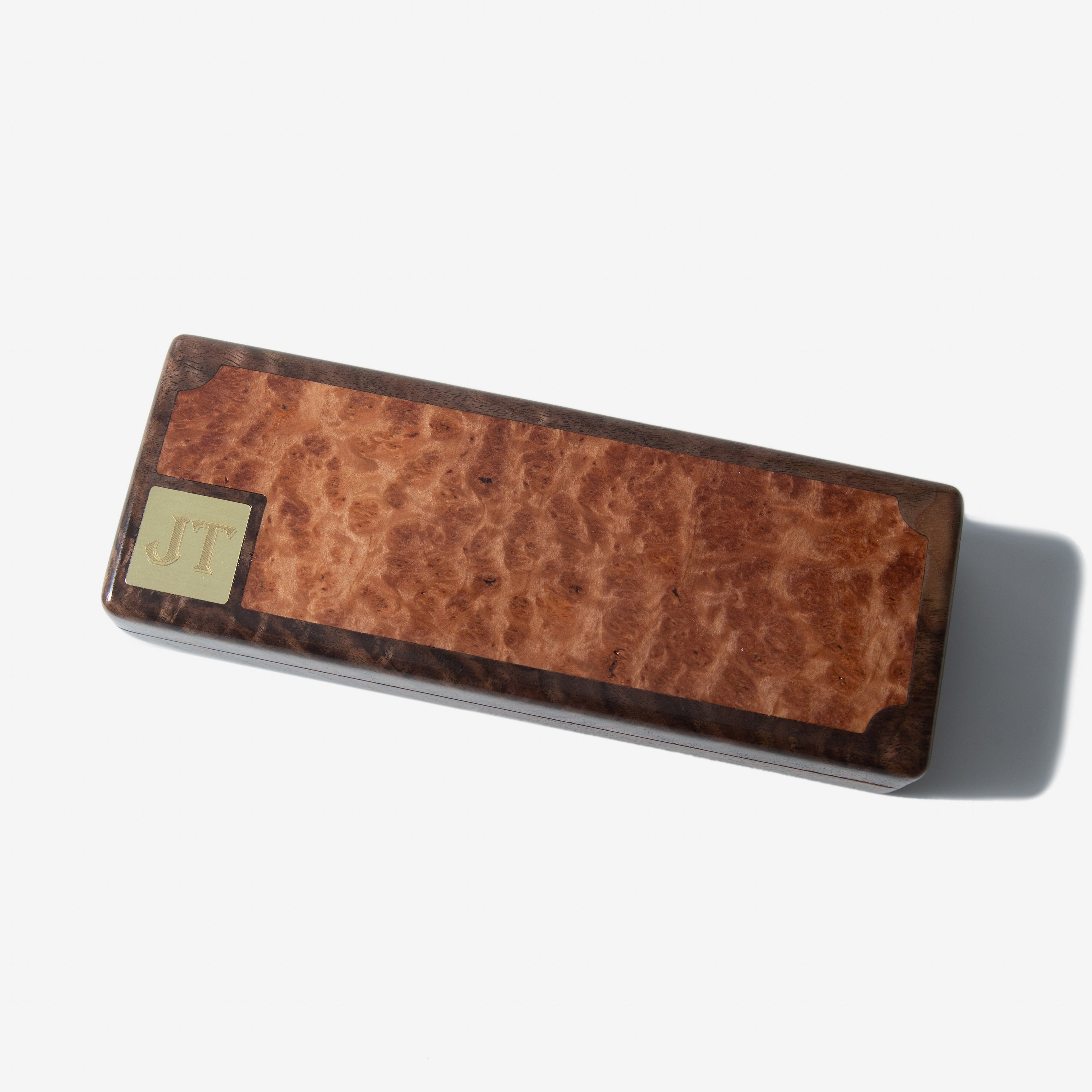 Cigar Travel Case - Redwood Burl Inlay - Personalized Brass Engraving - Spanish Cedar Lining Red Ridge Woodworking
