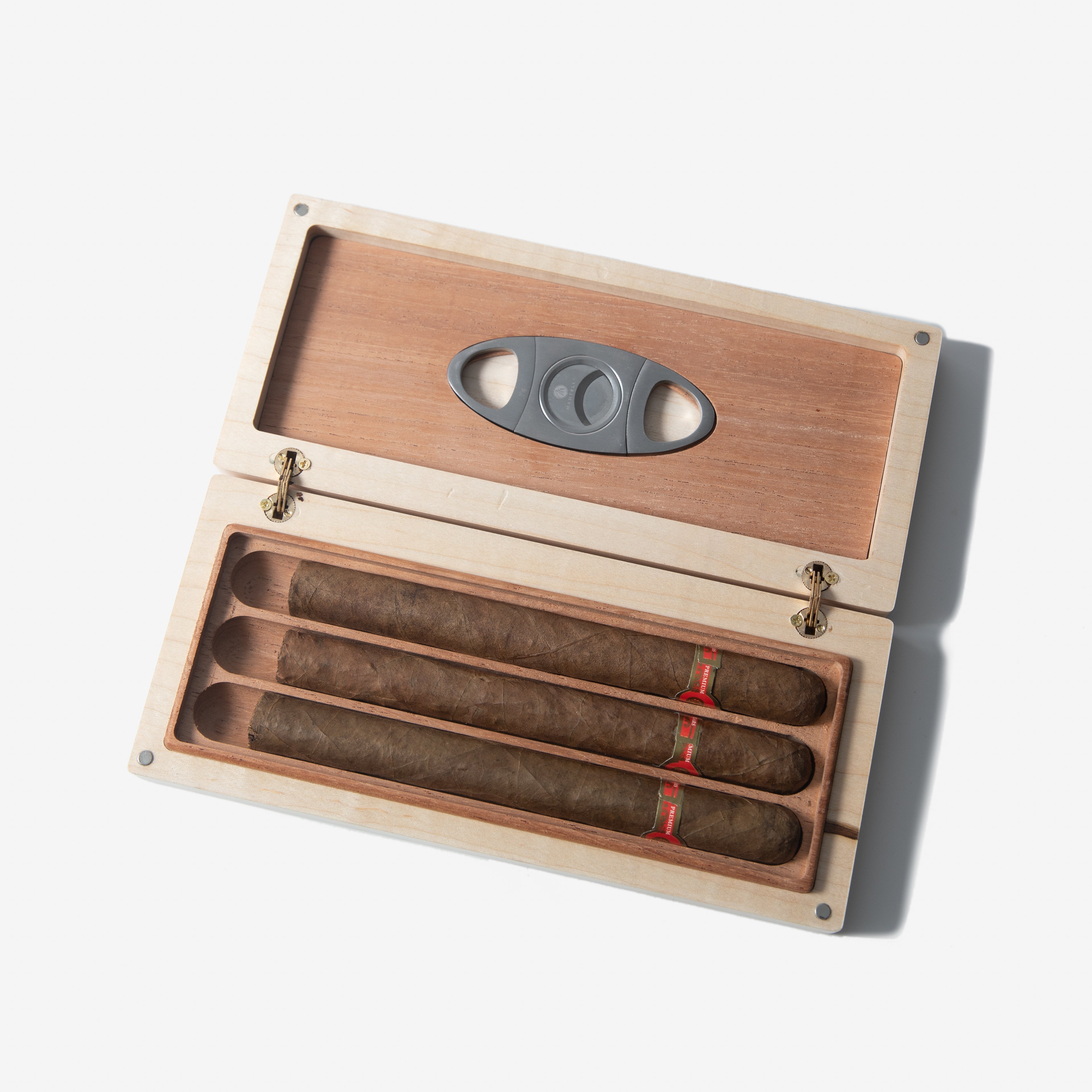 Cigar Travel Case - Redwood Burl Inlay - Personalized Brass Engraving - Spanish Cedar Lining Red Ridge Woodworking