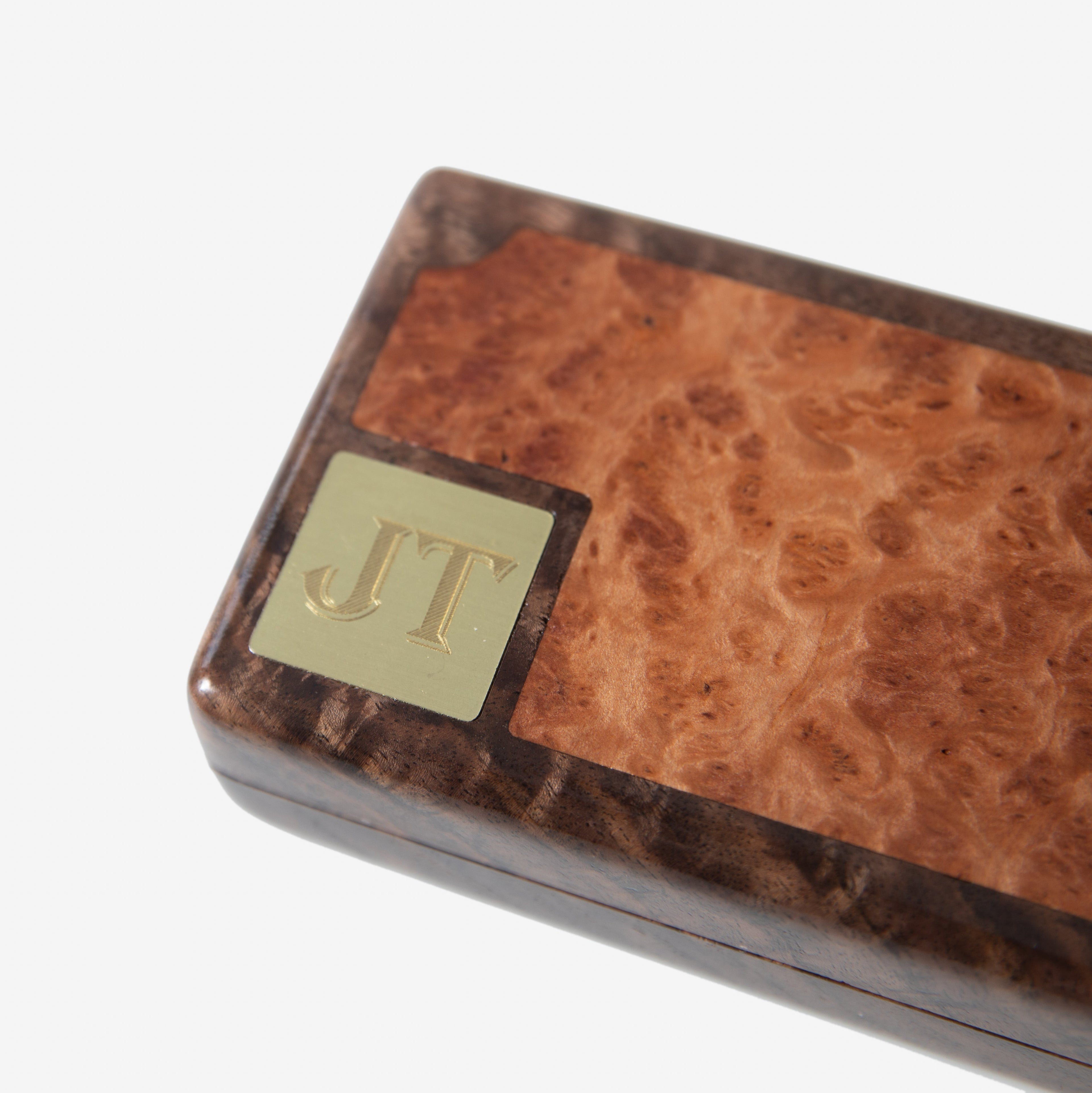 Cigar Travel Case - Redwood Burl Inlay - Personalized Brass Engraving - Spanish Cedar Lining Red Ridge Woodworking