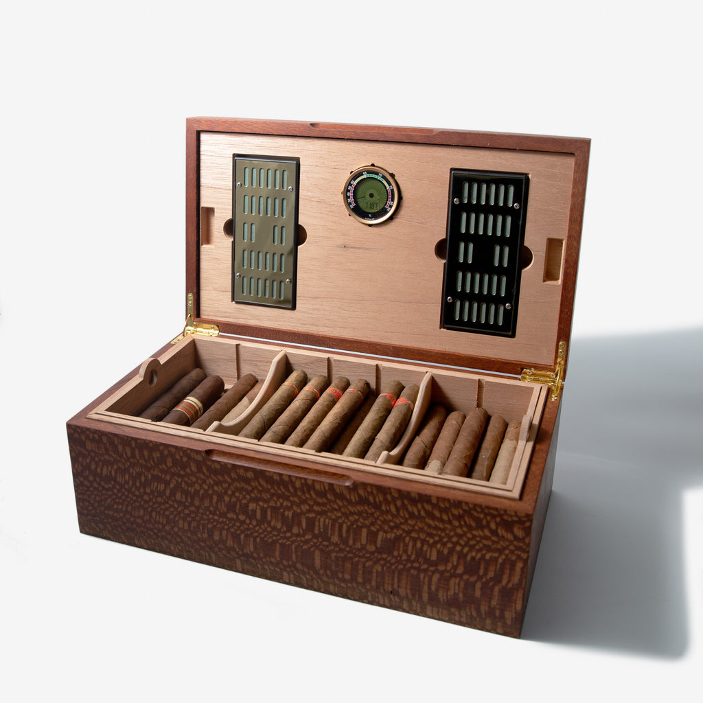 Cigar Humidor - Lacewood with Spanish Cedar Lining - 80 Capacity Red Ridge Woodworking