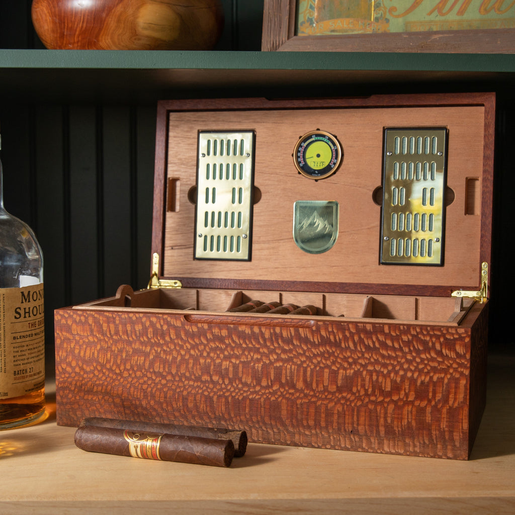 Cigar Humidor - Lacewood with Spanish Cedar Lining - 80 Capacity Red Ridge Woodworking