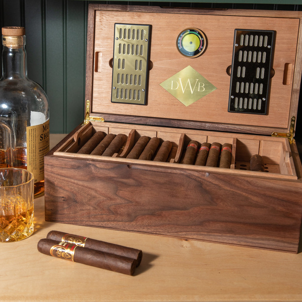 Cigar Humidor - Black Walnut with Spanish Cedar Lining - 80 Capacity Red Ridge Woodworking