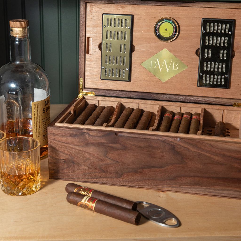 Cigar Humidor - Black Walnut with Spanish Cedar Lining - 80 Capacity Red Ridge Woodworking