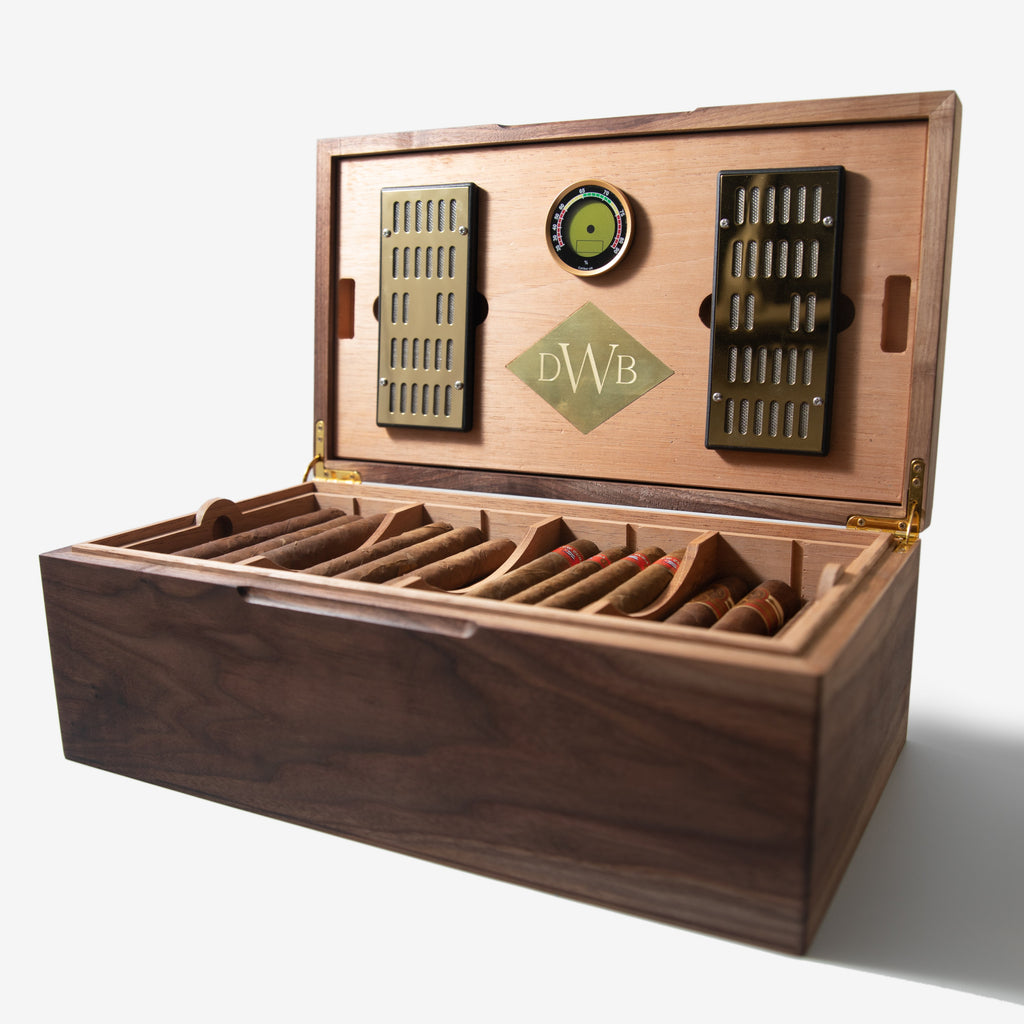 Cigar Humidor - Black Walnut with Spanish Cedar Lining - 80 Capacity Red Ridge Woodworking