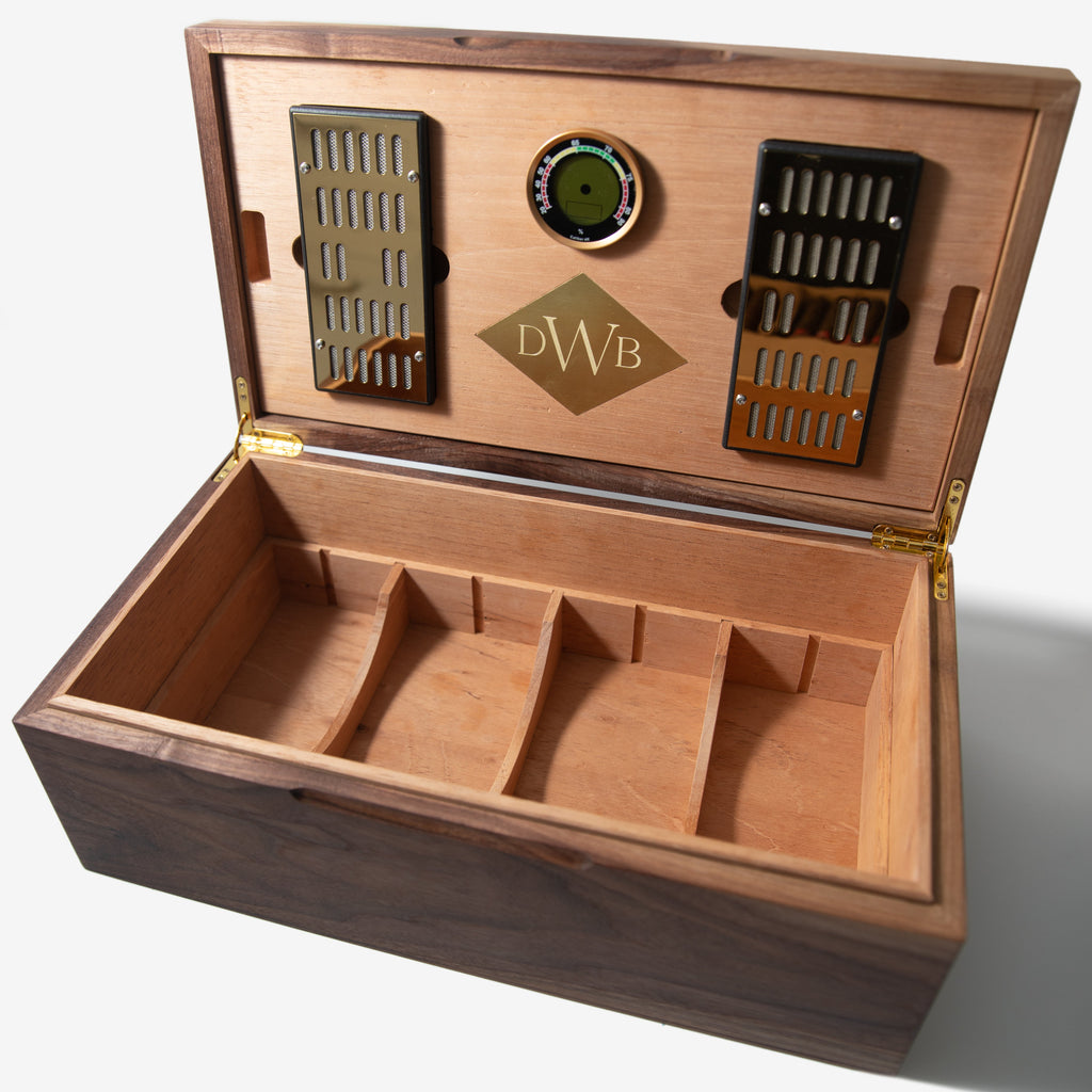 Cigar Humidor - Black Walnut with Spanish Cedar Lining - 80 Capacity Red Ridge Woodworking