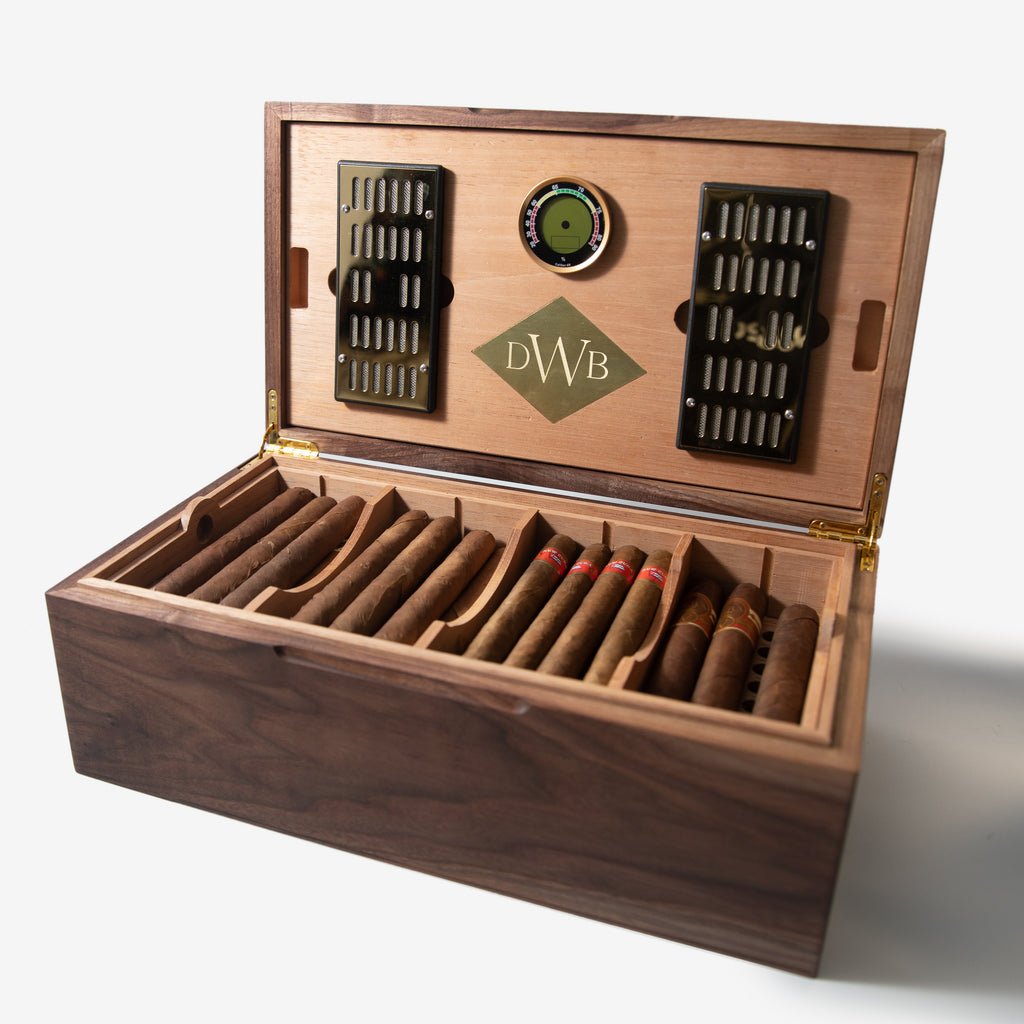 Cigar Humidor - Black Walnut with Spanish Cedar Lining - 80 Capacity Red Ridge Woodworking