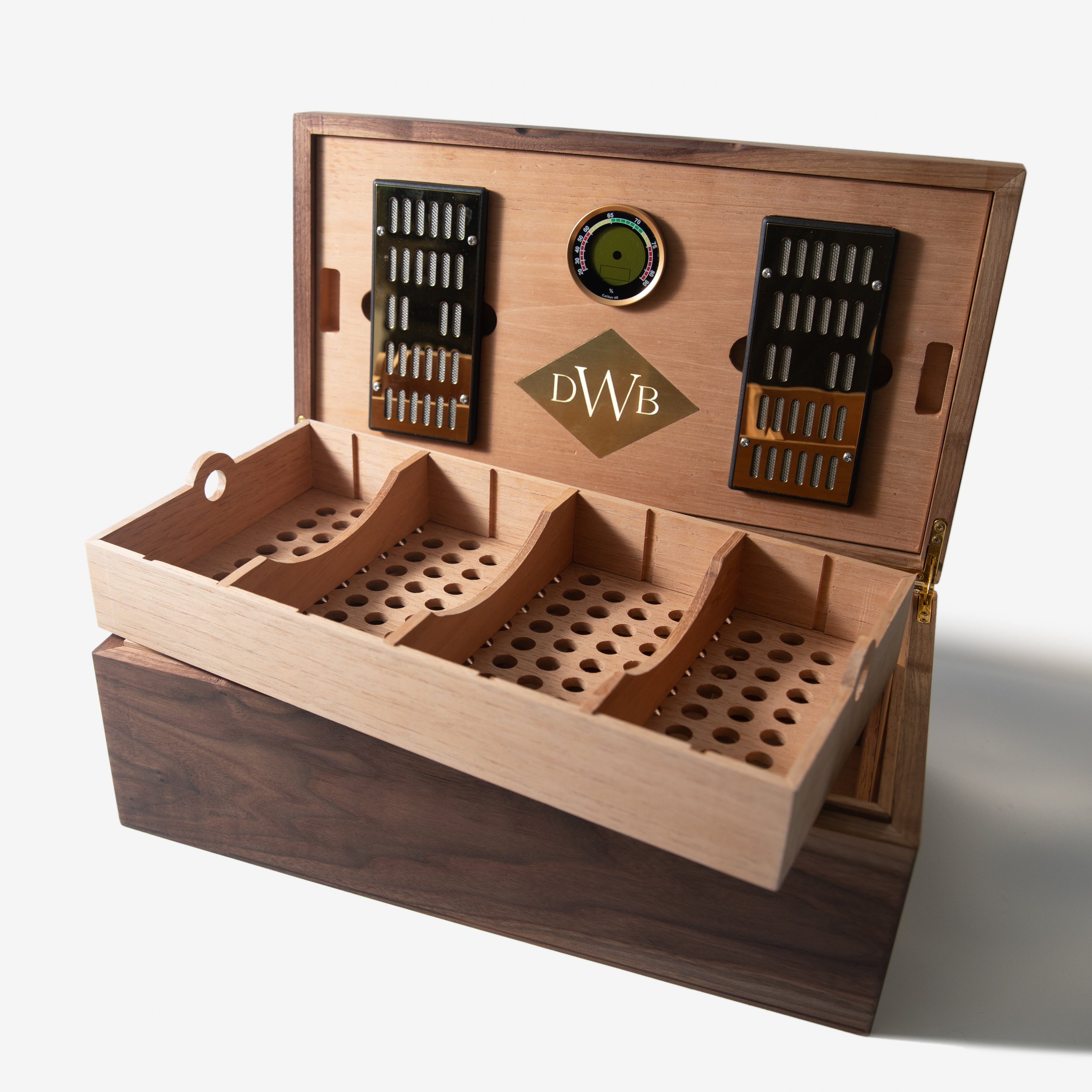 Cigar Humidor - Black Walnut with Spanish Cedar Lining - 80 Capacity Red Ridge Woodworking