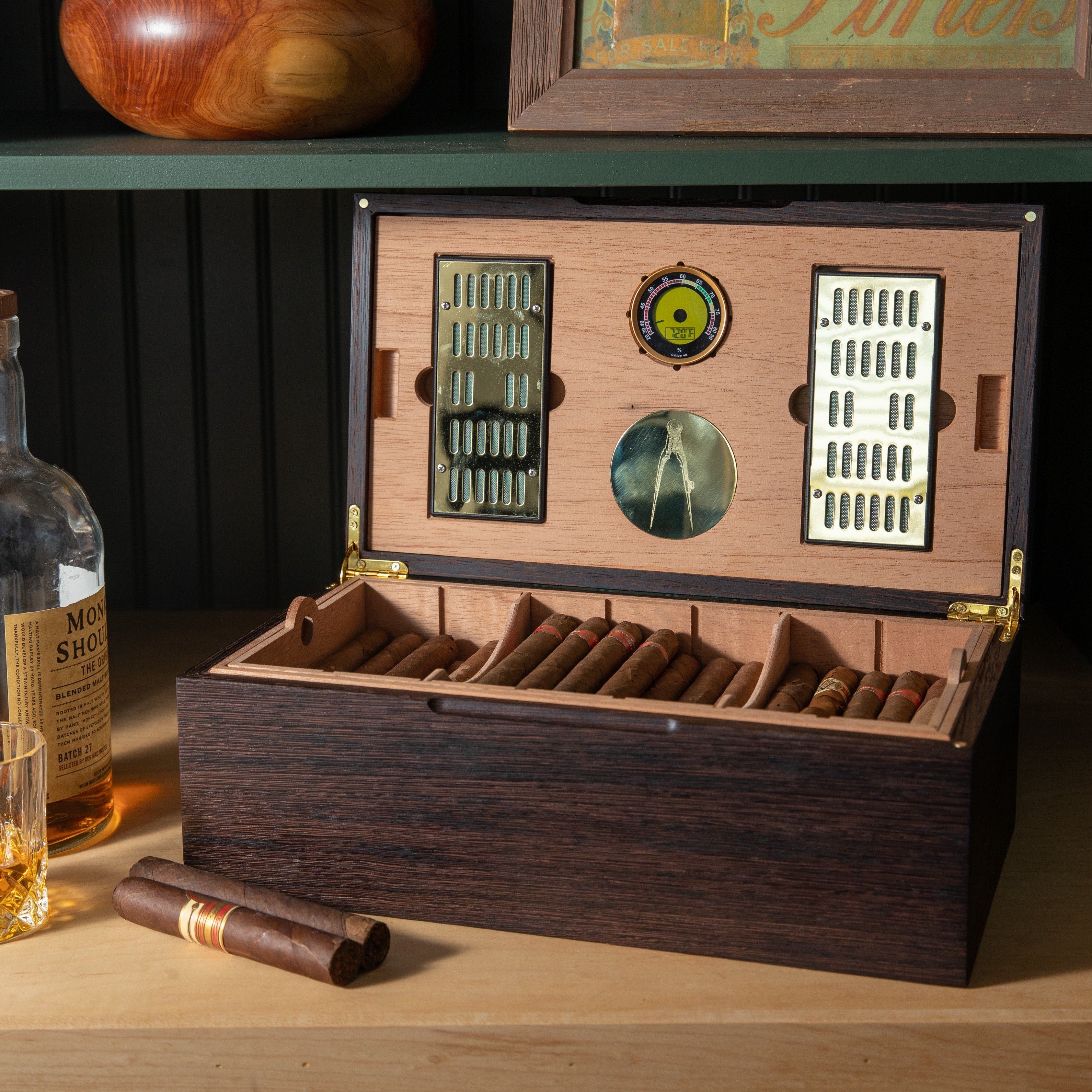 Cigar Humidor - Wenge with Spanish Cedar Lining - 80 Capacity Red Ridge Woodworking