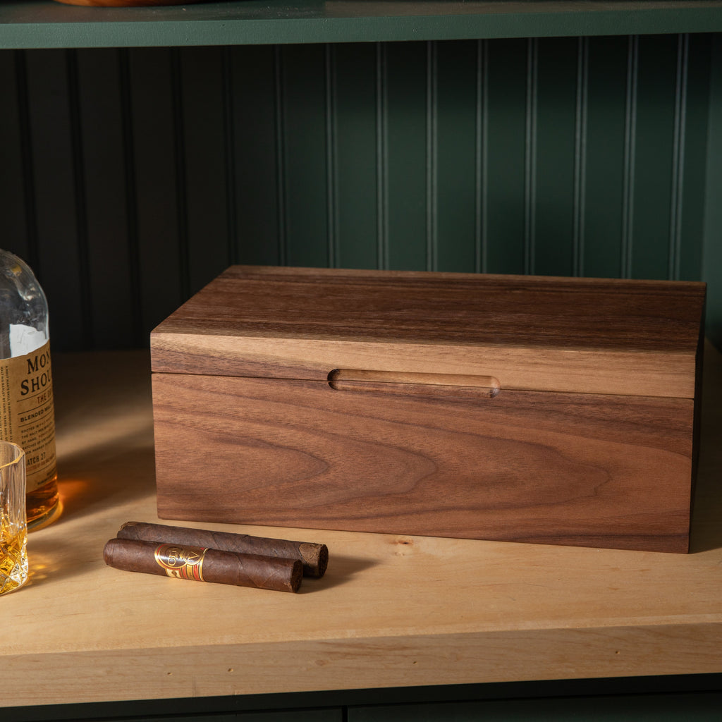 Cigar Humidor - Black Walnut with Spanish Cedar Lining - 80 Capacity Red Ridge Woodworking