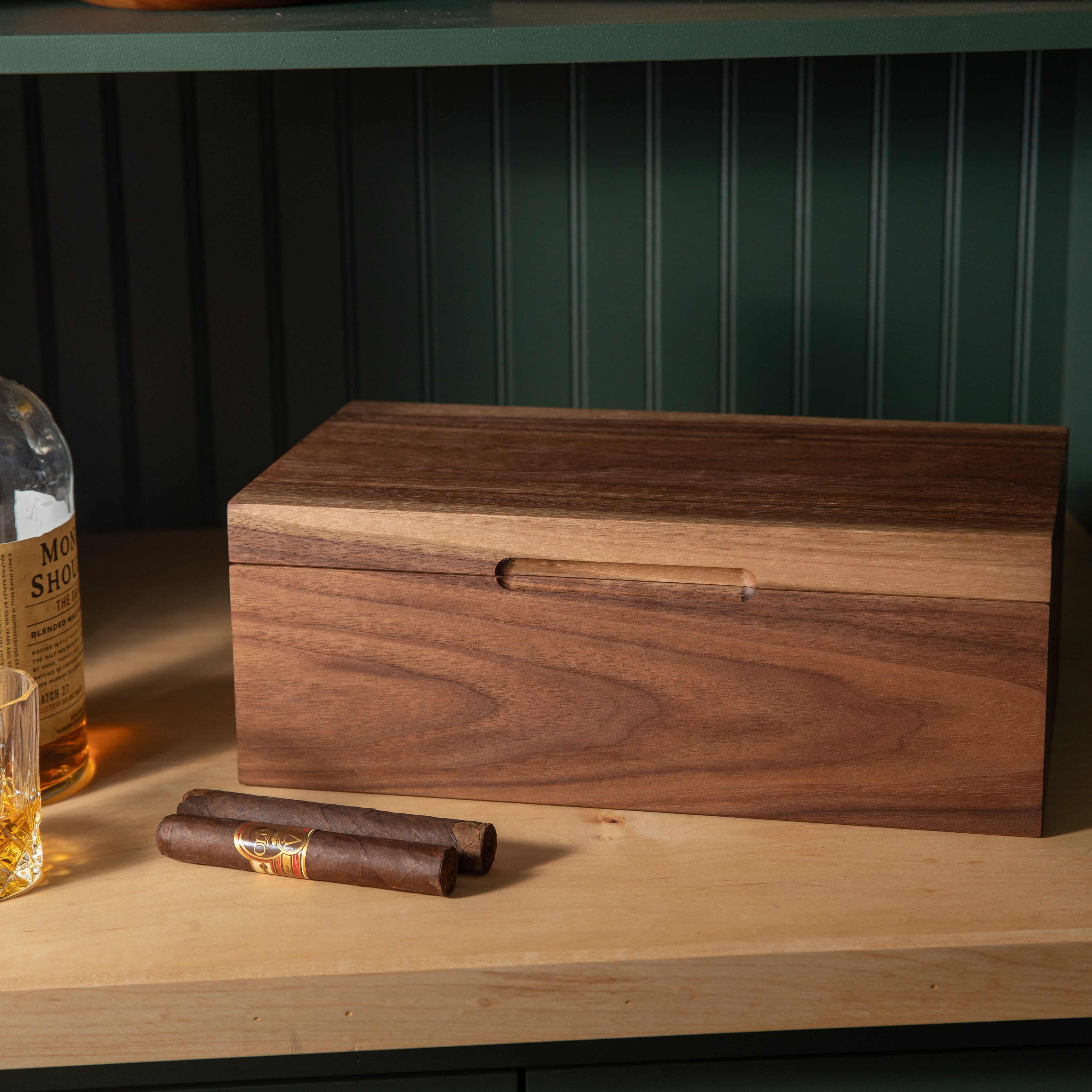 Cigar Humidor - Black Walnut with Spanish Cedar Lining - 80 Capacity Red Ridge Woodworking