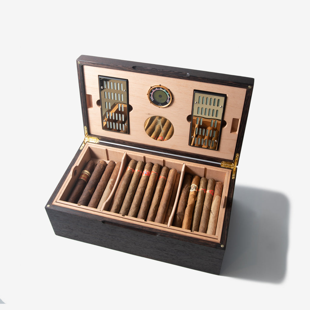 Cigar Humidor - Wenge with Spanish Cedar Lining - 80 Capacity Red Ridge Woodworking