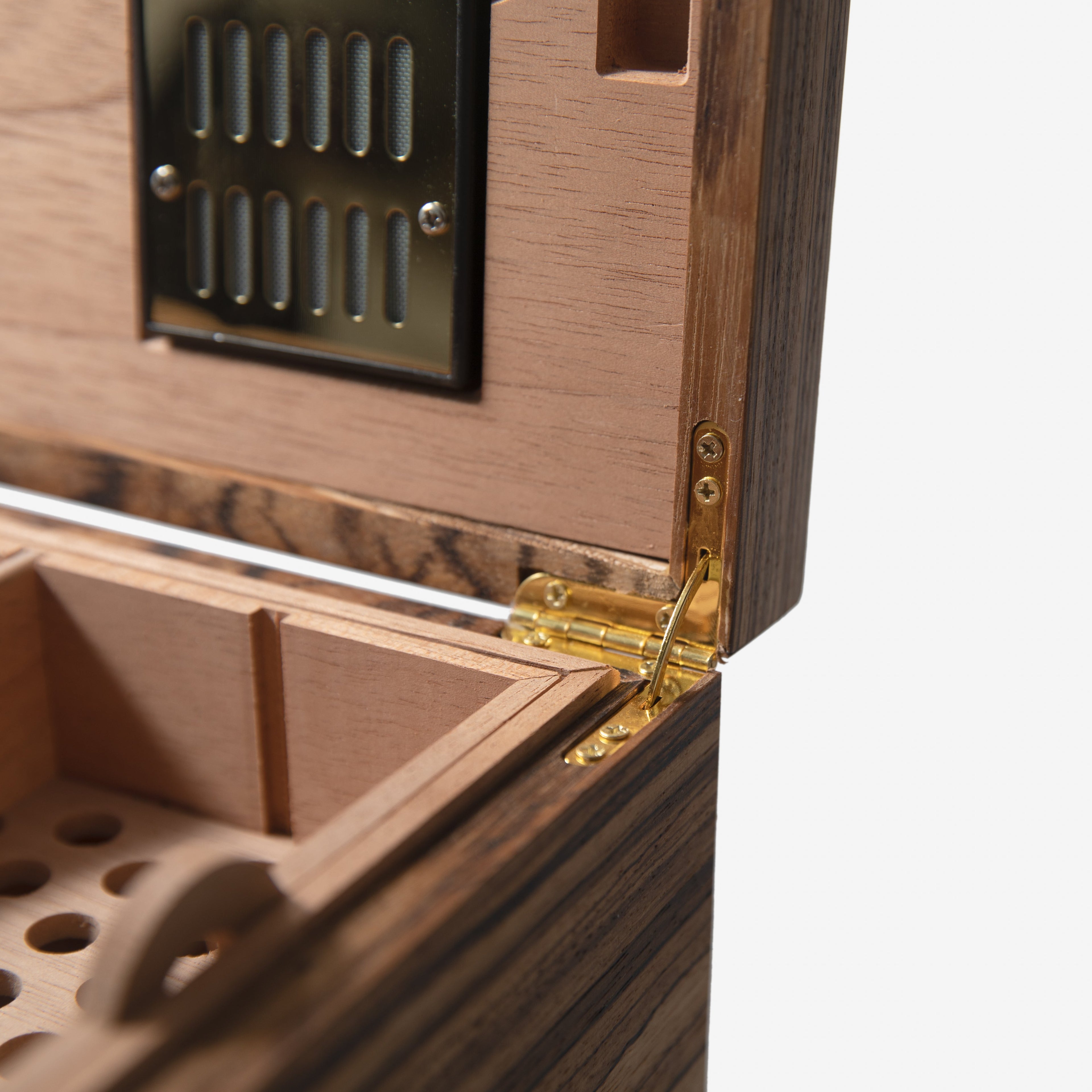 Cigar Humidor - Zebrawood with Spanish Cedar Lining - 80 Capacity Red Ridge Woodworking