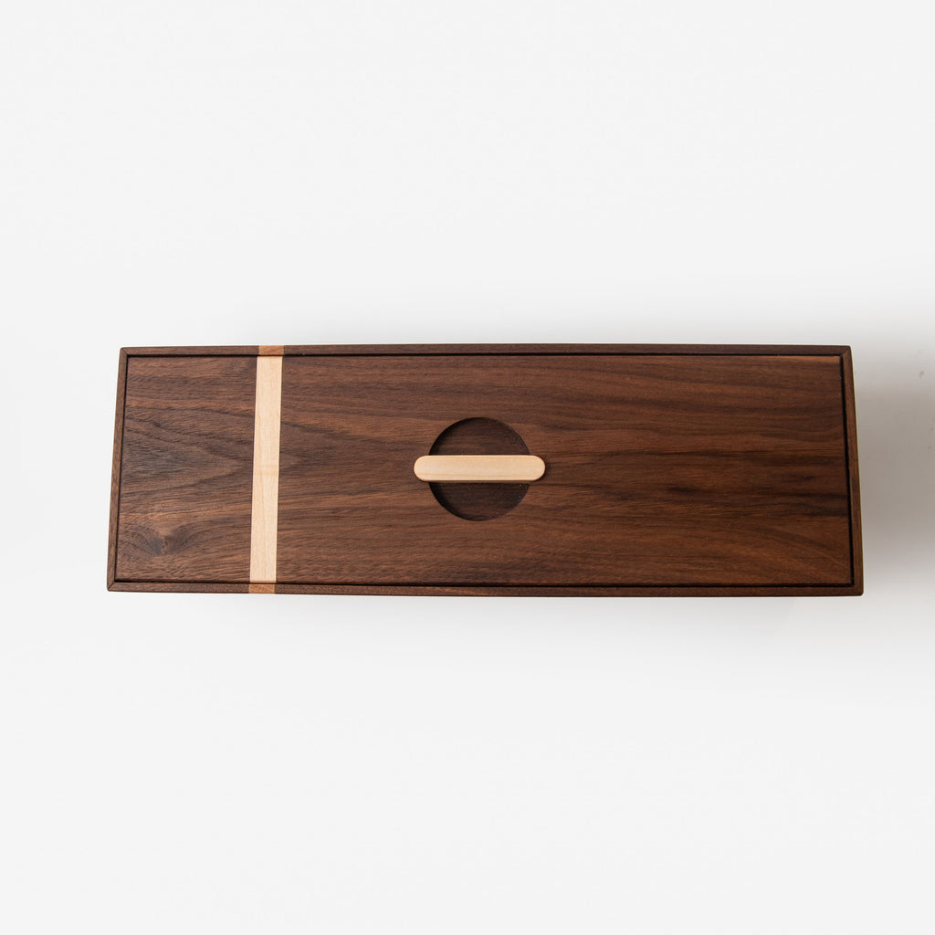 Tea Box - Black Walnut and Maple - 5 Compartments Red Ridge Woodworking