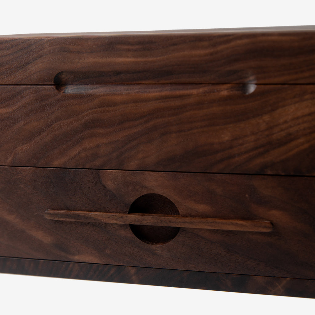Watch Box with Drawer - Solid Black Walnut - 12 to 16 Watch Compartments Red Ridge Woodworking