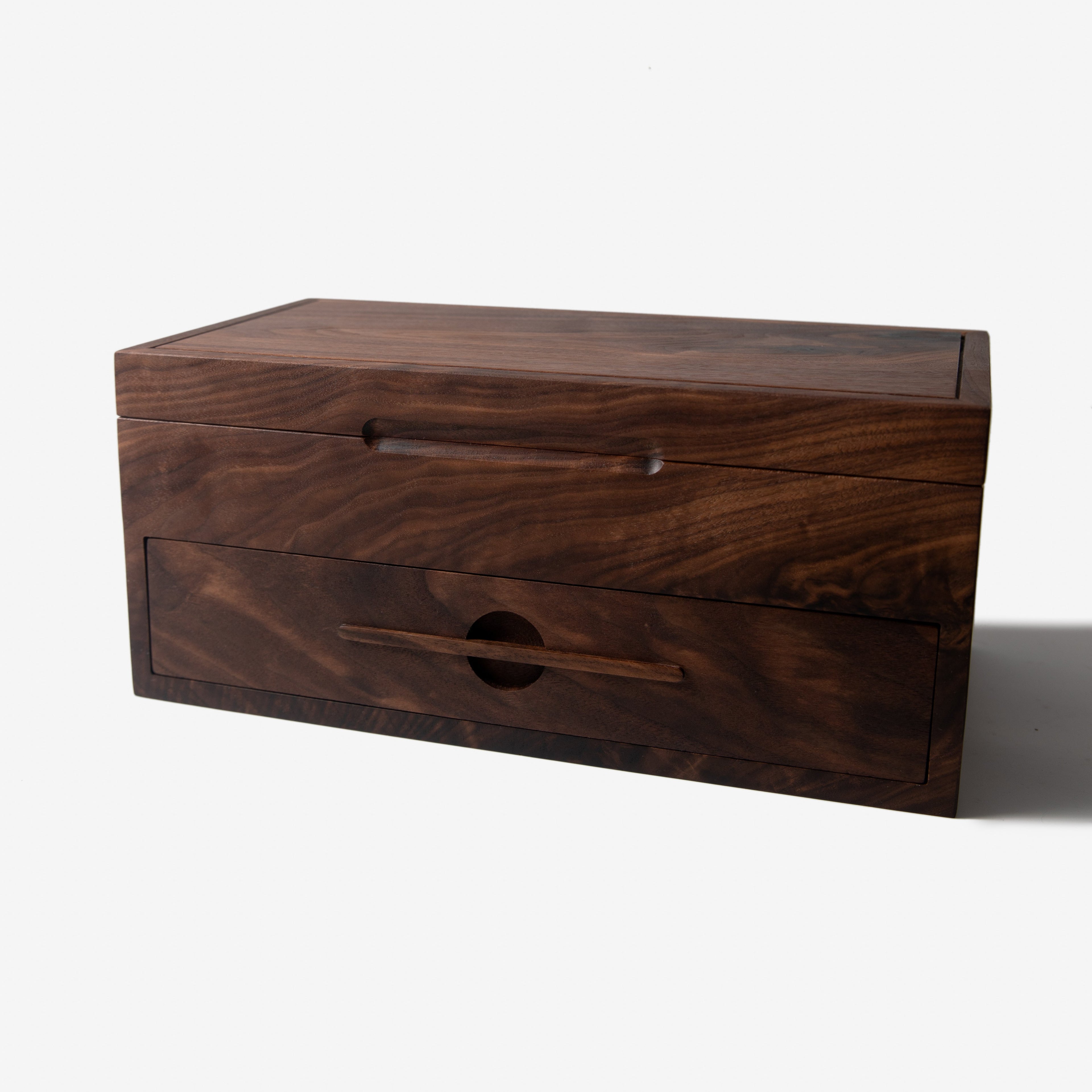 Watch Box with Drawer - Solid Black Walnut - 12 to 16 Watch Compartments Red Ridge Woodworking