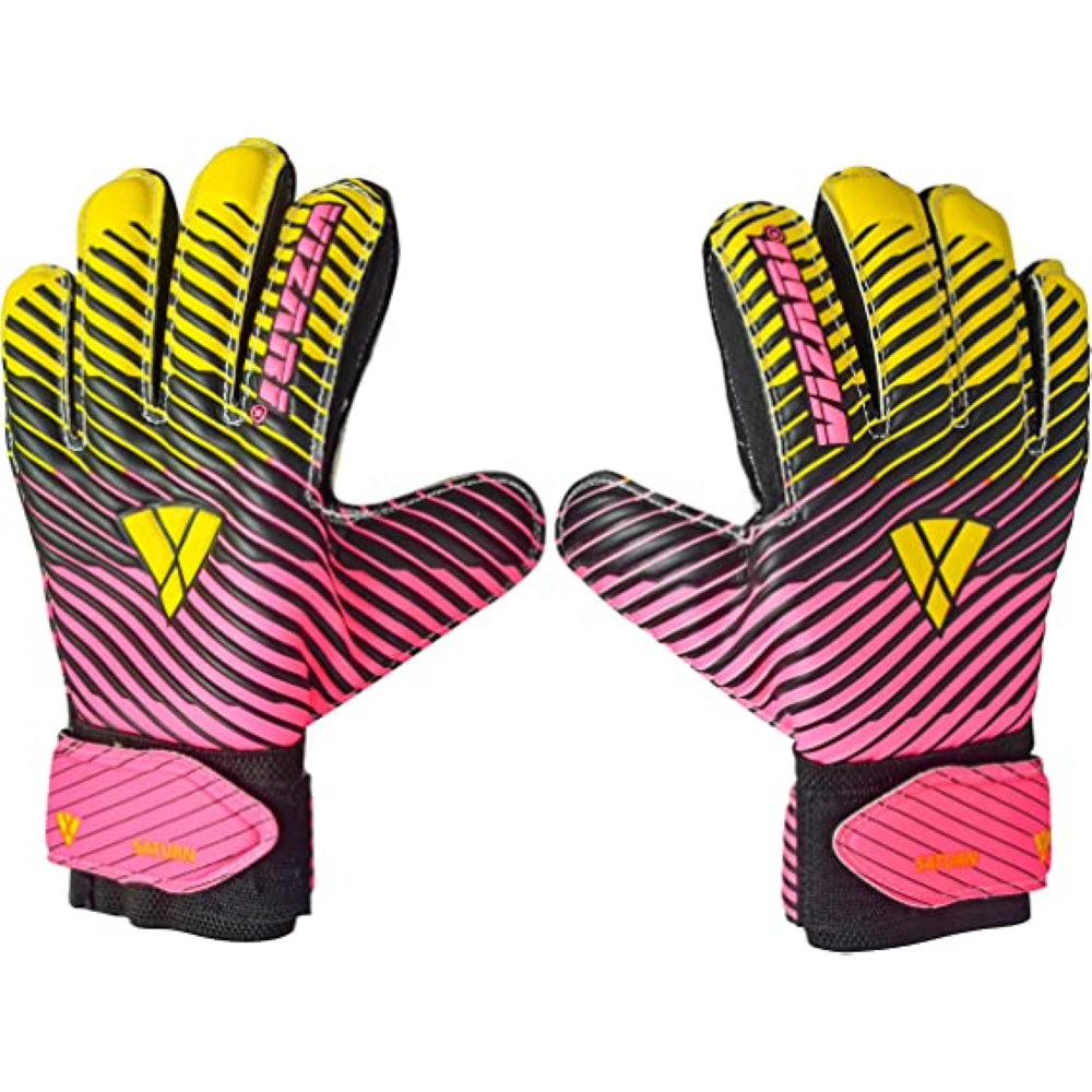 Saturn F.P. Goalkeeper Gloves w/ Finger Support-Pink/Yellow Vizari Sports