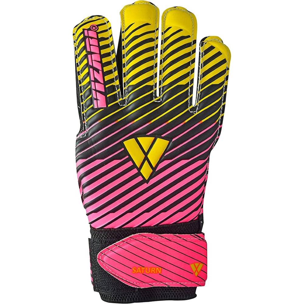 Saturn F.P. Goalkeeper Gloves w/ Finger Support-Pink/Yellow Vizari Sports