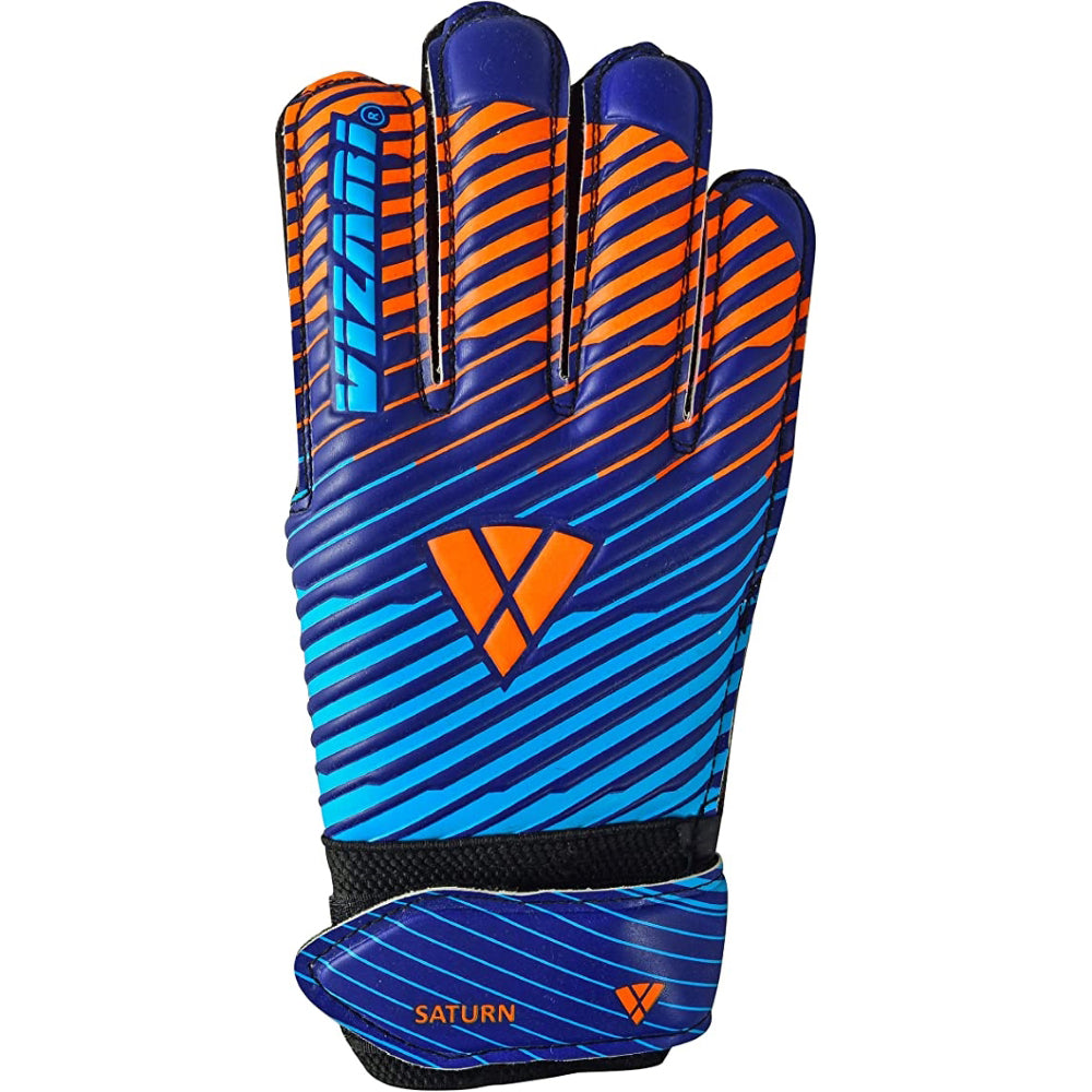 Saturn F.P. Goalkeeper Gloves w/ Finger Support-Blue/Orange Vizari Sports