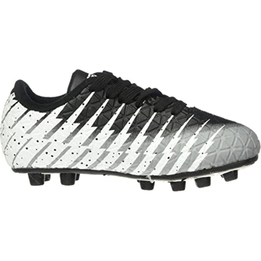 Kids Firm Ground Soccer Cleats – Black/White/Silver