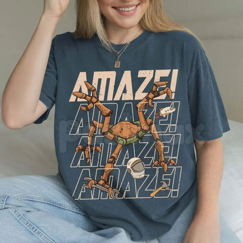 "Rocky Amaze" Project Hail Mary T-Shirt - Inspirational Eridian Engineer Graphic Tee, Premium 100% Cotton Sci-Fi Reader Gift, Amaze Amaze Amaze Bookish Top, Ryland Grace & Rocky Space Shirt, Soft Lived-In Heavyweight Nerd Culture Apparel Pasimax
