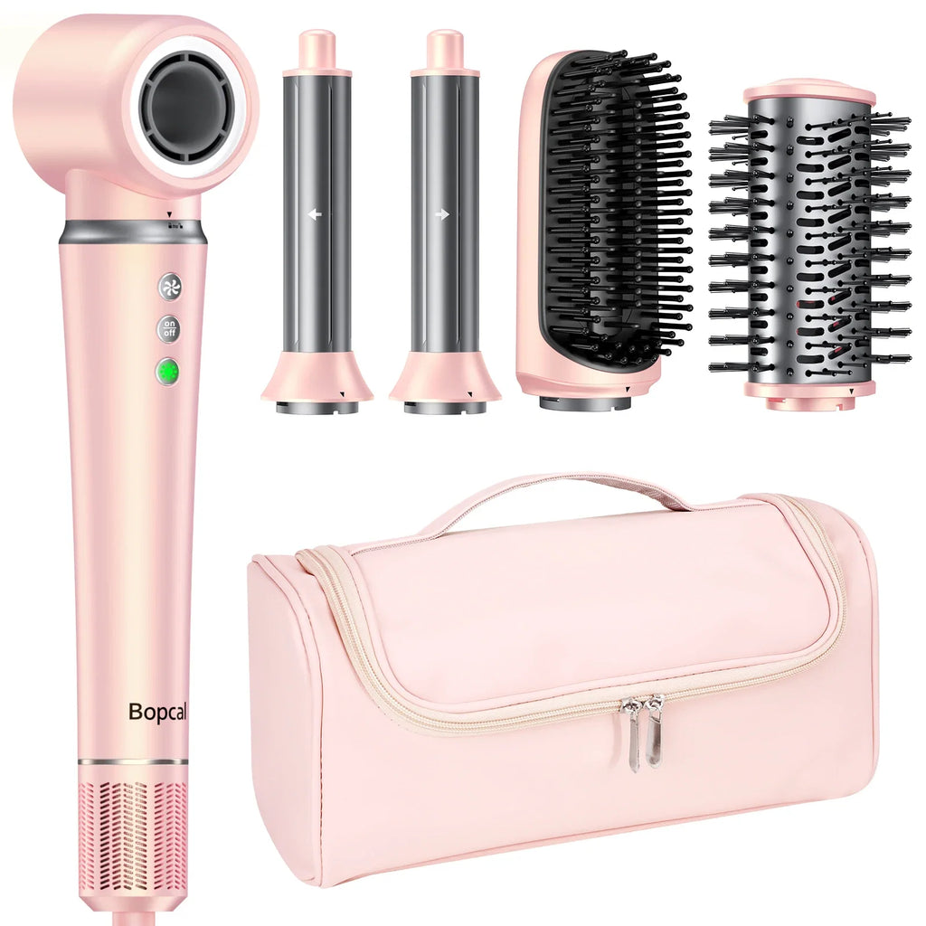 5 in 1 High-Speed Hot Air Styler Frizz-Free Fast Drying No Heat Damage Hair Dryer Curl Volumize Straighten with Travel Bag FLIPSTYLEZLLC