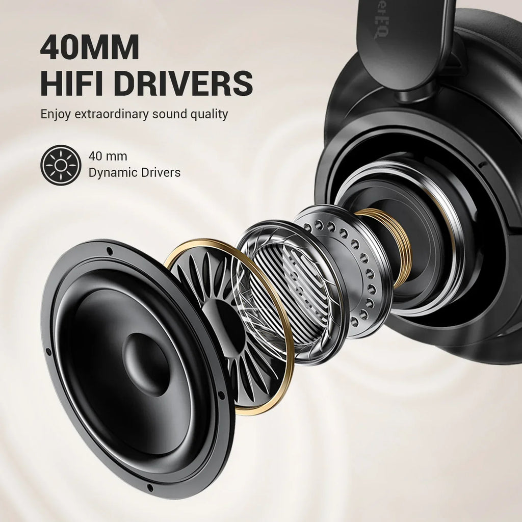 Oneodio Super EQ V16 Wireless Headphones Bluetooth 5.3 Over Ear Headset With Mic Bass/Pop Mode Hi-Res Foldable Headphones 90H