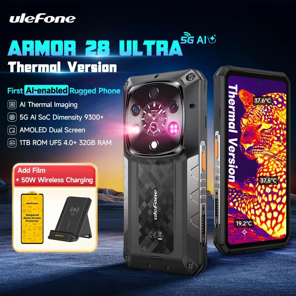 Ulefone Armor 28 Ultra 5G AI Thermal Imaging Rugged Phone Dimensity 9300+ 1TB ROM 32GB RAM Android Smartphone Zara-Craft