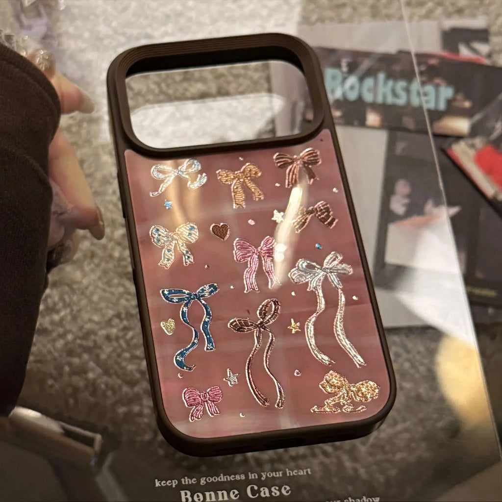 Korean Brown Colorful Bownot Pattern Phone Case For iPhone PhoneShells