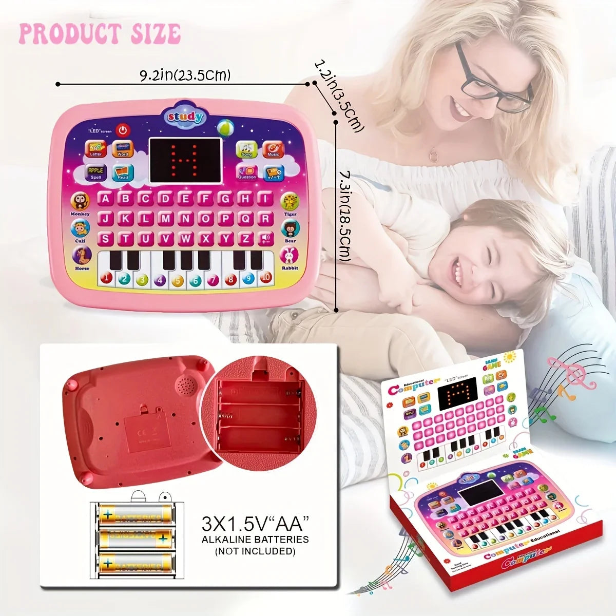 Kids Tablet Toddler Learning Mat With Led Screen Teaches Music And Math For Early Childhood Educational Electronic Toys