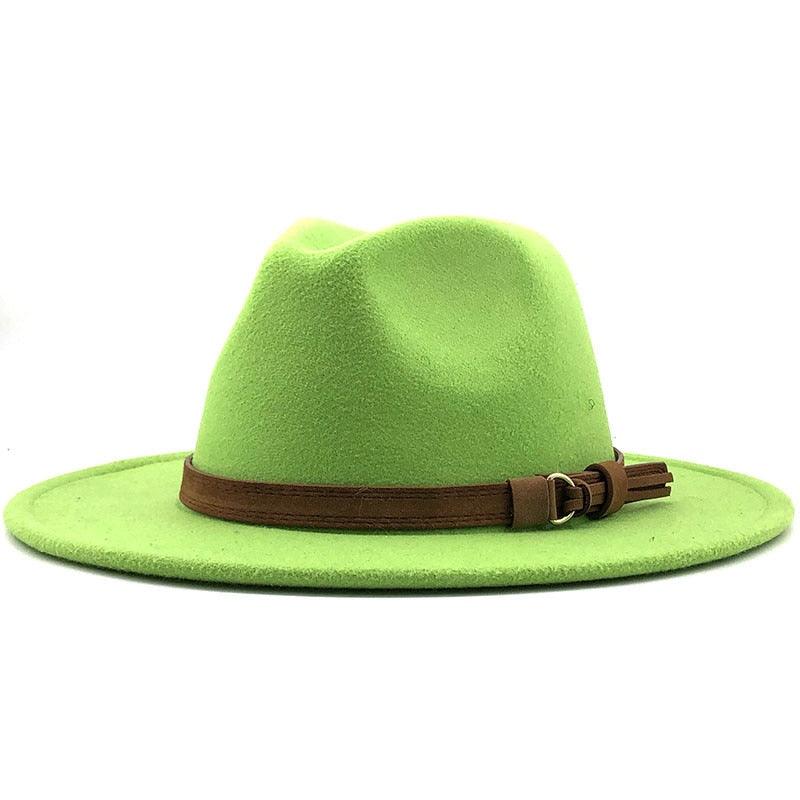 New Adjustable Unisex Wool Fedora Hat Luxury Wide Brim Fedora Floppy Hat Gentleman Elegant Winter Autumn Wide Comfortable Soft Hat Outdoor Wide Brim Hat With Strap Stevvex