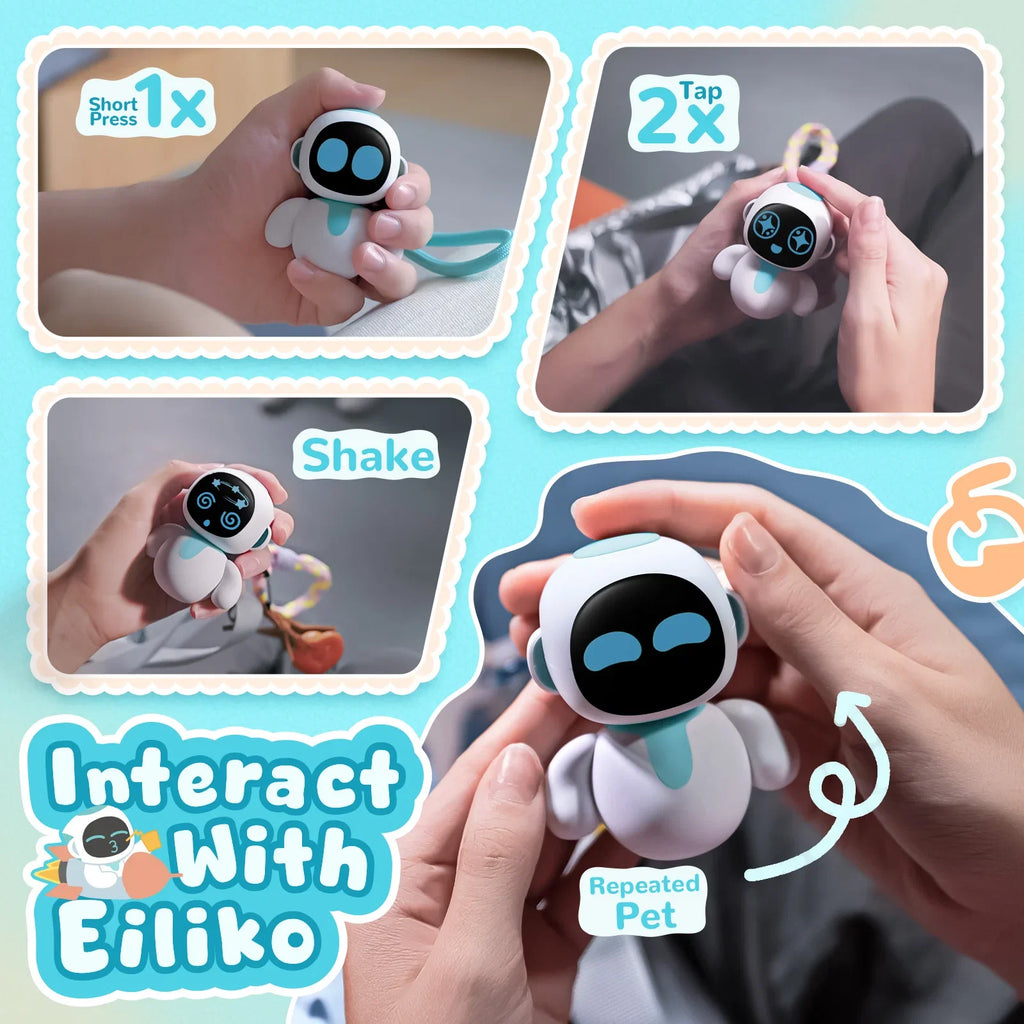 Eiliko Aquamarine – Tiny AI Charm Robot with Voice Chat, Emotional Responses, Themed Body Swap, Outfit-Matching, Perfect Companion for Couples, Best Friends & Kids FLIPSTYLEZLLC
