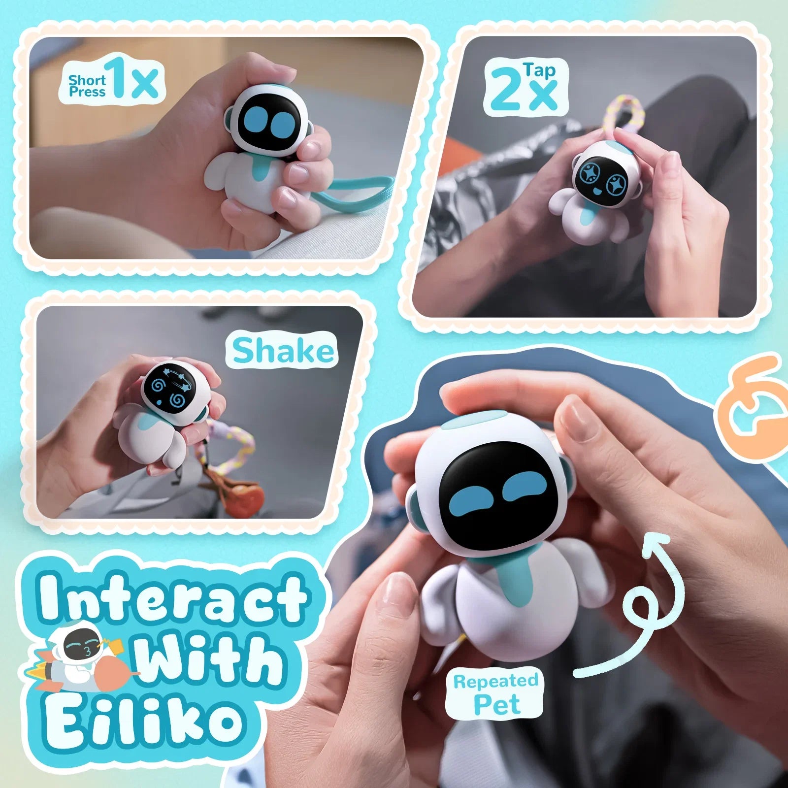 Eiliko Aquamarine – Tiny AI Charm Robot with Voice Chat, Emotional Responses, Themed Body Swap, Outfit-Matching, Perfect Companion for Couples, Best Friends & Kids FLIPSTYLEZLLC