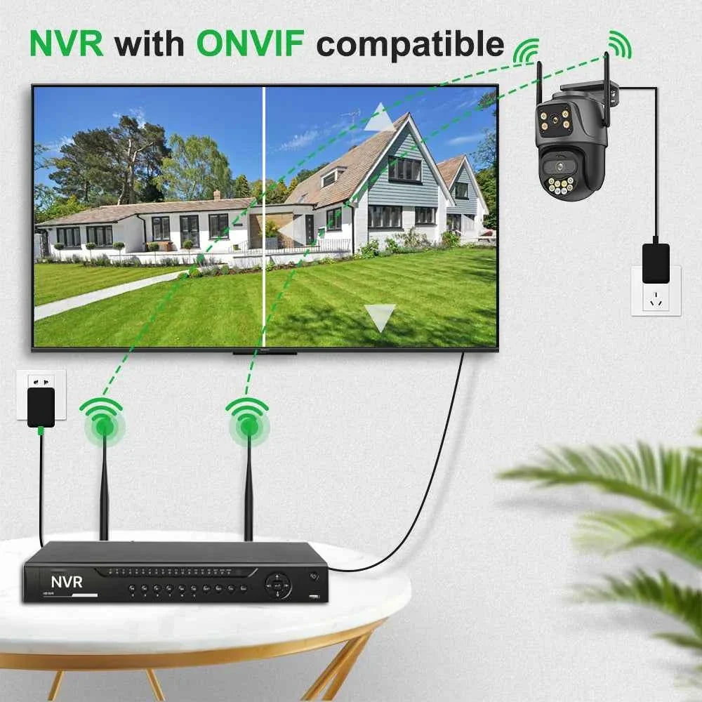 External Wifi PTZ Camera Dual Lens 4K 8MP HD Outdoor IP Camera 4MP Auto Tracking Security Protection CCTV Surveillance iCsee P2P WTN Essentials