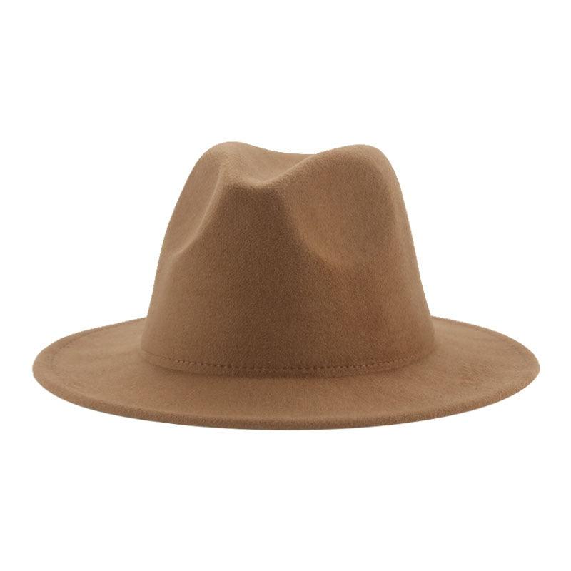 Women Luxury Fedora Hat Women Fedora Hat Women Solid Wide Brim Winter Men Hat Retro Wide Autumn Unique Style Men Hat Vintage Brown Formal Wedding Fedora Hats Stevvex