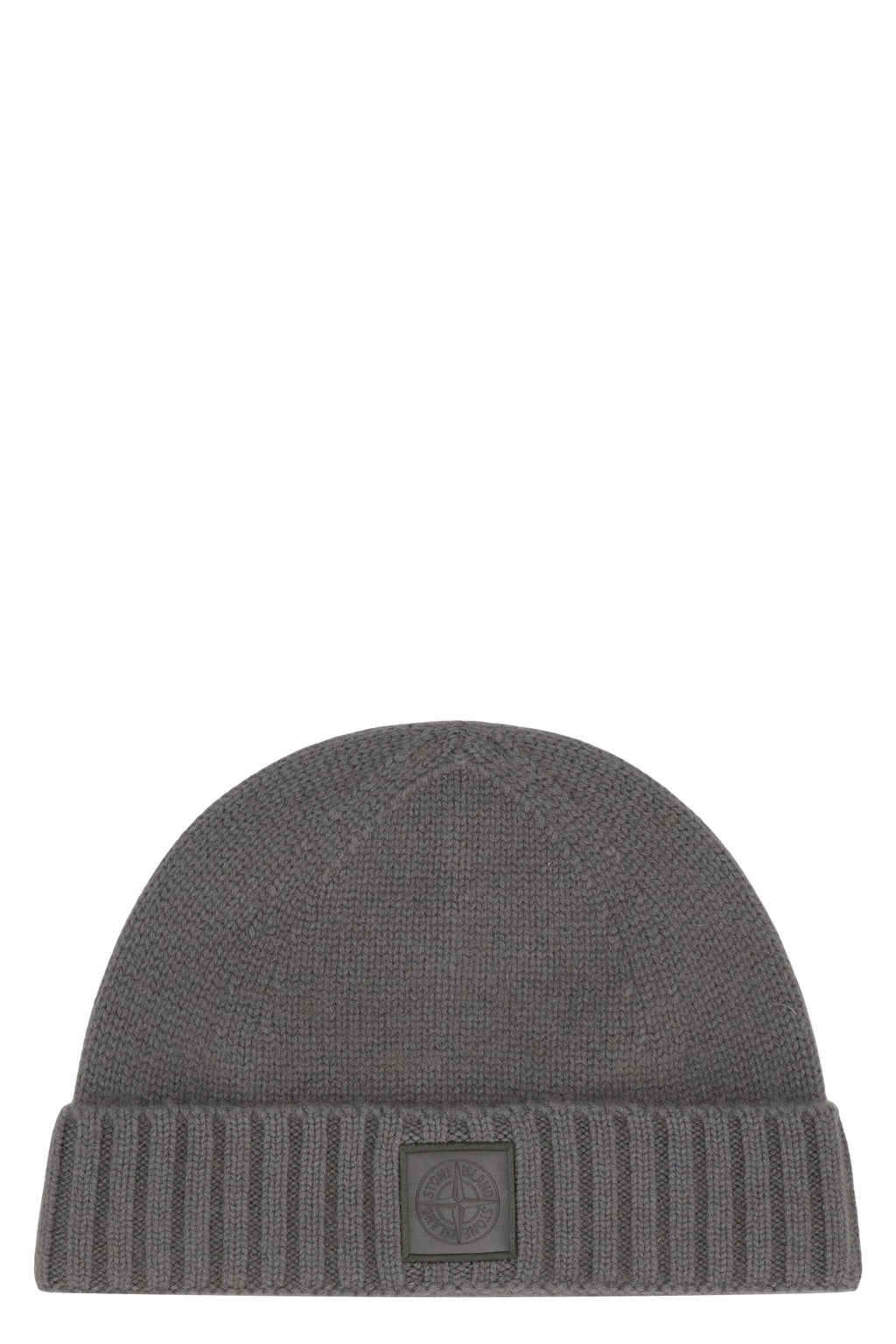 STONE ISLAND Cashmere Hat with Ribbed Cuff and Monochrome Logo