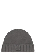 STONE ISLAND Cashmere Hat with Ribbed Cuff and Monochrome Logo