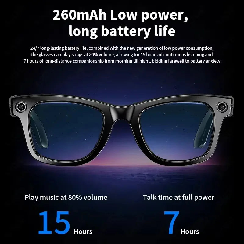 GUHUAVMI AI Smart Glasses with 8MP Camera Video Recording 100+ Languages Translation Sunglasses Bluetooth Call Music Play