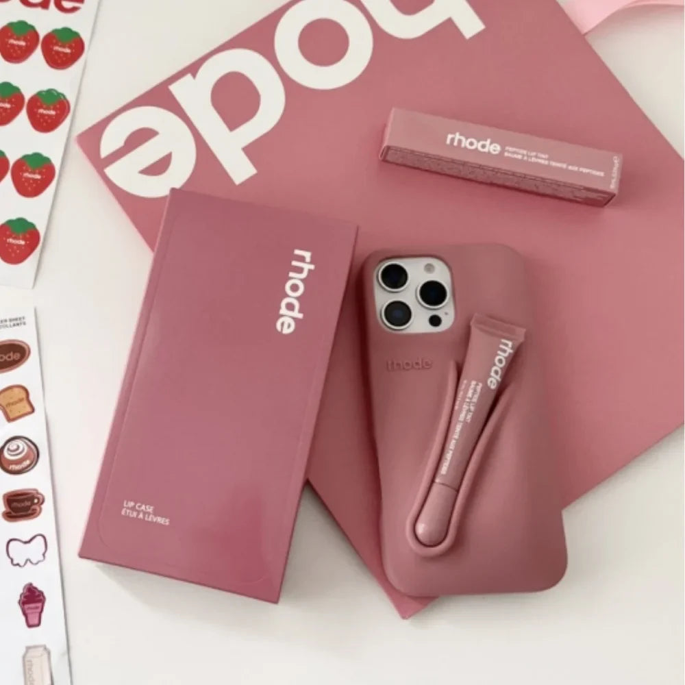 4 Piece Gift Set Rhode Lip iPhone Case With Shopping Bag