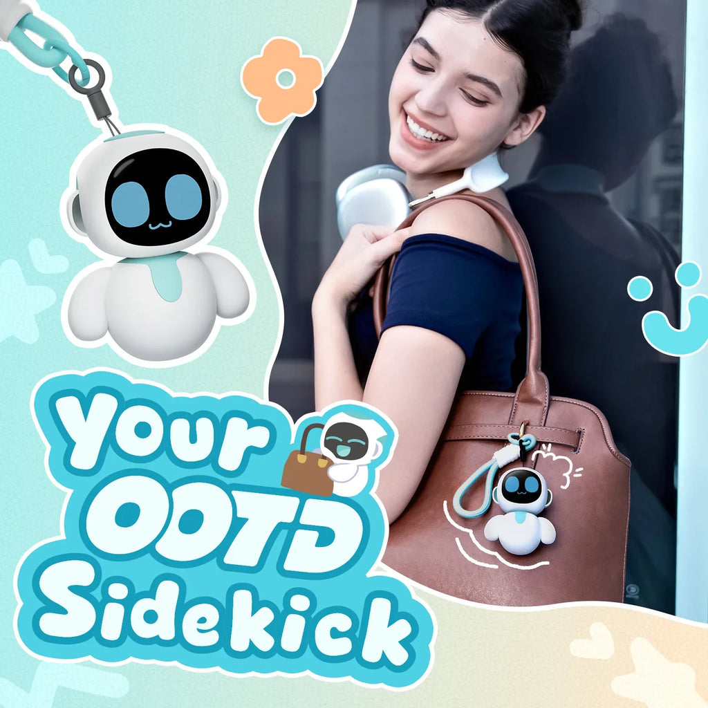 Eiliko Aquamarine – Tiny AI Charm Robot with Voice Chat, Emotional Responses, Themed Body Swap, Outfit-Matching, Perfect Companion for Couples, Best Friends & Kids FLIPSTYLEZLLC