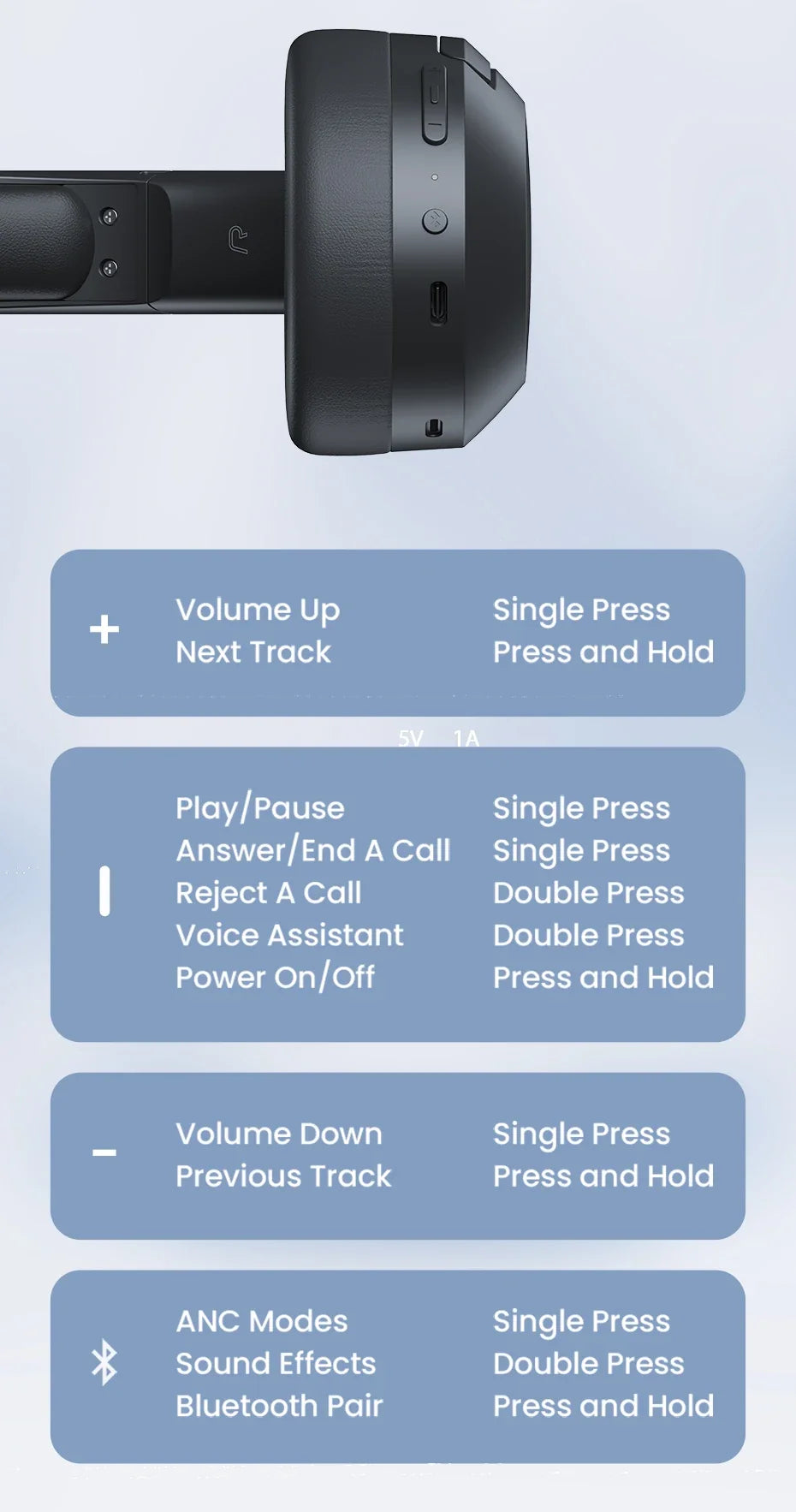 Edifier ANC Wireless Headphone Bluetooth 6.1 Over-ear Headset -49dB Noise Cancelling Earphone Hi-Res Audio