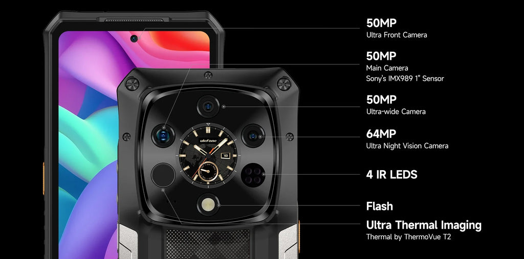 Ulefone Armor 28 Ultra 5G AI Thermal Imaging Rugged Phone Dimensity 9300+ 1TB ROM 32GB RAM Android Smartphone