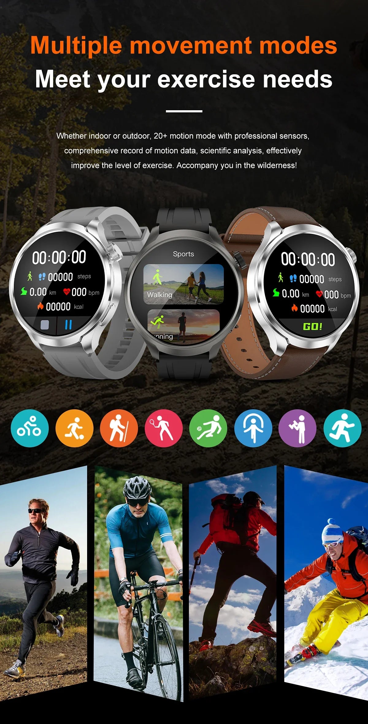 New GPS Sports NFC Fashion Smartwatch Men's 1.85 "AMOLED Screen Heart Rate Blood Pressure Health Smart Watch For Huawei IOS